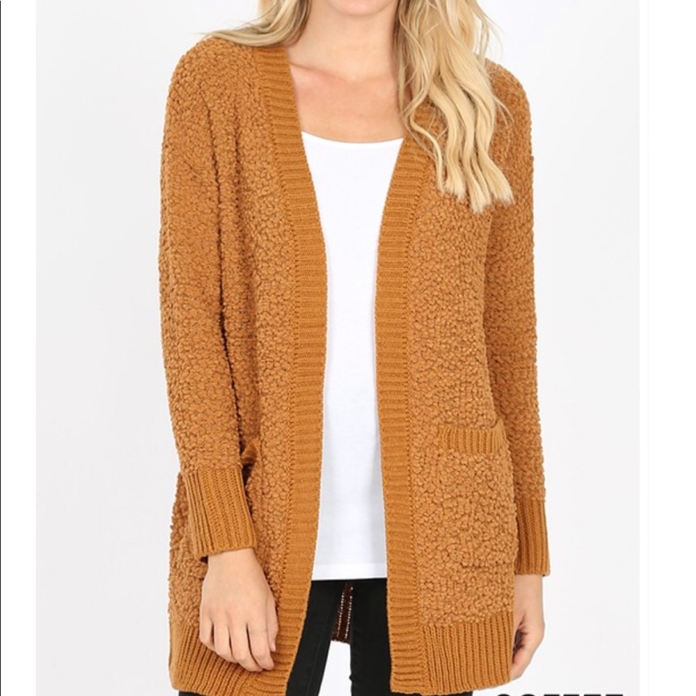 NEW! Coffee Popcorn Cardigan Sweater